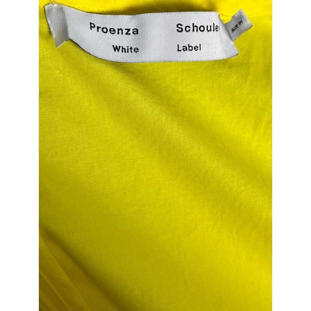 Proenza Schouler White‎ Label Women's 8 Poplin V-Neck Top Bright Yellow Peplum - Picture 13 of 15